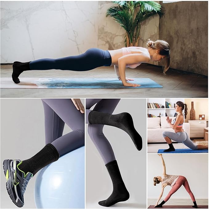 3 Pairs Non Slip Yoga Socks for Women Anti-skid Long Socks for Yoga, Barre, Ballet, Dance, Barefoot Workout Gym