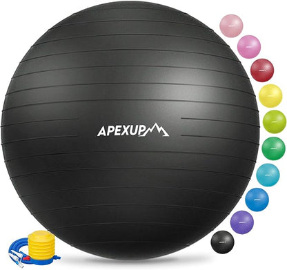 APEXUP Yoga Ball Exercise Ball Anti Slip Heavy Duty for Fitness, Balance & Core Workout