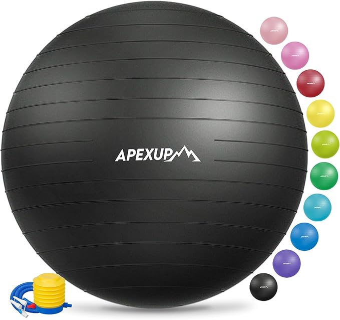 APEXUP Yoga Ball Exercise Ball Anti Slip Heavy Duty for Fitness, Balance & Core Workout
