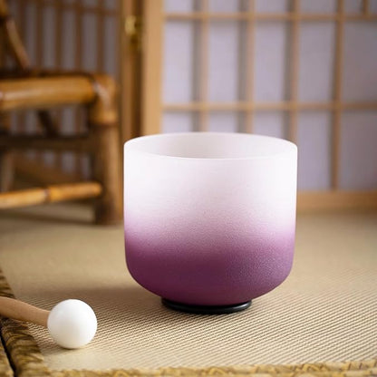 8"B 10"F 12"C Set of 3 Red Green Purple Light Color Singing Bowls Frosted Chakra Quartz Sound Healing Crystal with Travel Carry Case Bag Mallet Suede Striker O-ring