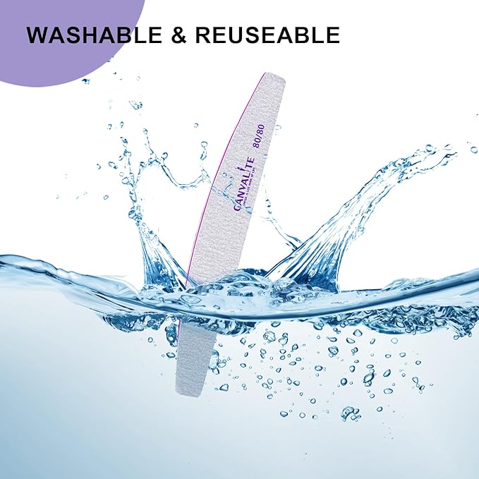 Canvalite 10pcs 80/80 Grit Nail Files for Acrylic Nails Emery Board Nail Styling Tools for Home and Salon Use