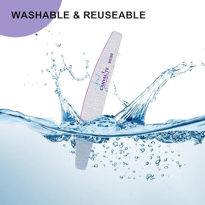 Canvalite 10pcs 80/80 Grit Nail Files for Acrylic Nails Emery Board Nail Styling Tools for Home and Salon Use