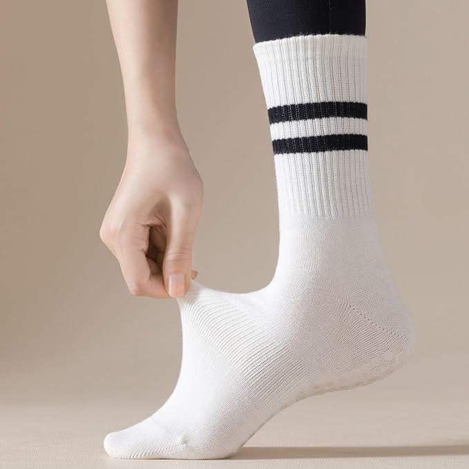 3/6 Pairs Cute Pilates Socks with Grips,Yoga Socks Barre Sock Non Slip Embroidery for Barre Ballet Barefoot Workout