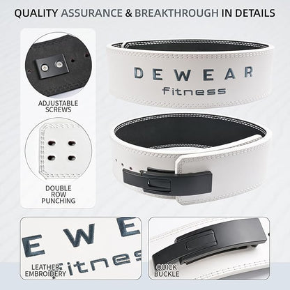 Genuine Leather Weight Lifting Belt with Lever Buckle, 10mm Thick 4" Leather Lumbar Back Support, Gym Belts Ideal for Training, Weightlifting, Bodybuilding, Squats and Deadlifts