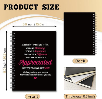 YAZMEEN Inspirational Blank Spiral Notebook（160 Pages） You are Incredibly Appreciated Hardcover Sketchbook Office Notebook Gift Funny Encouragement Gift for Women Men Employee Coworker Leader Friend