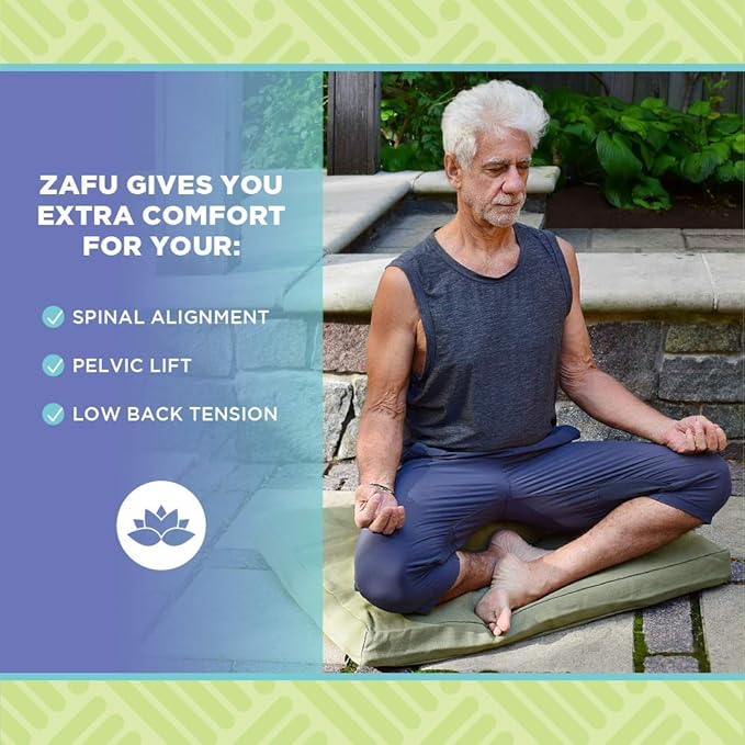 Bean Products Hemp Zafu Meditation Cushion for Sitting on Floor, Hemp Yoga Pillow, Zafu Meditation Pillow, Zen Seiza Kneeling Prayer Pad Support - Made in USA - Oval Shadow Gray