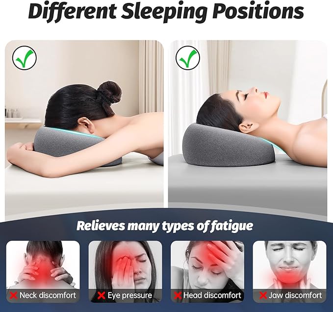 Face Down Pillow for Bed, Massage Headrest for Prone & Stomach Sleeping, Face Cradle for Spa, BBL Pillow for Post-Eye Surgery Recovery & Vitrectomy Recovery Equipment, Removable Cover Grey