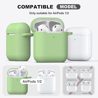 R-fun Compatible with AirPods Case Cover, Soft Silicone Protective Cover with Keychain for Women Men Compatible with Apple AirPods 2nd 1st Generation Charging Case, Front LED Visible,Avocado