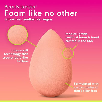Beautyblender® | Papaya Beauty Blender Makeup Sponge, Super-Soft Foam Easily Blends Foundations, Powders & Creams, Made in USA, Reusable, Washable, Streak Free Application, Vegan, Cruelty Free