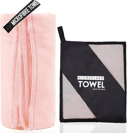 Microfiber Travel Towel, Soft Lightweight Quick Dry Towel, Super Absorbent Compact Travel & Sports & Beach Towels for Camping, Backpack, Gym, Swimming, Yoga, Hiking (XS:12"×24" -Pink)
