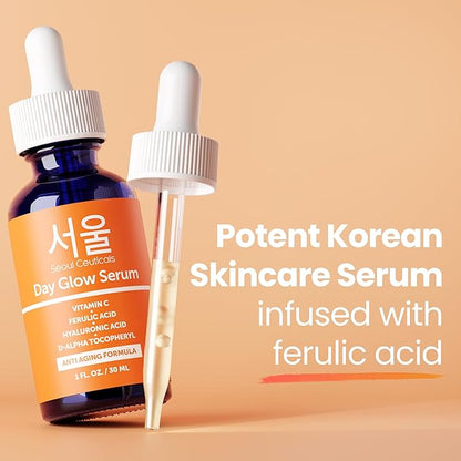 SeoulCeuticals Korean Skin Care 20% Vitamin C Hyaluronic Acid Serum + CE Ferulic Acid - Potent Anti Aging, Anti Wrinkle Korean Beauty 1oz