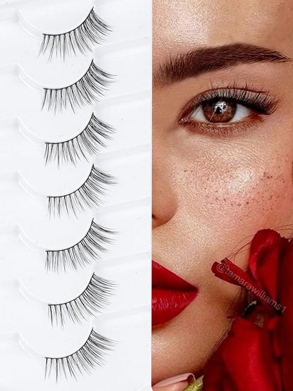 Half Lashes False Eyelashes Natural Cat Eye Lashes 10mm Short Eyelashes 3D Volume False Lashes Soft Strip Lashes Pack C Curl Natural Eyelashes Half Fake Lashes 7 Pair EVENTILL
