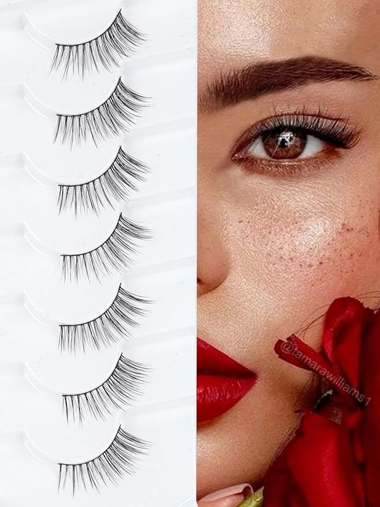 Half Lashes False Eyelashes Natural Cat Eye Lashes 10mm Short Eyelashes 3D Volume False Lashes Soft Strip Lashes Pack C Curl Natural Eyelashes Half Fake Lashes 7 Pair EVENTILL