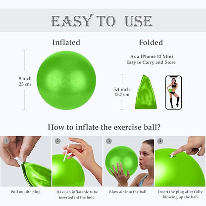 Soft Pilates Ball 9 Inch, Ideal Small Exercise Ball Between Knee Squeeze for Physical Therapy Yoga Core Medicine Abs Pt Bouncy, Mini Rubber Fitball Barre Workout Equipment for Women Men Kid Toddler