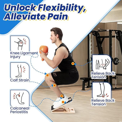 Adjustable Wooden Slant Board, 5 Angles (15°–35°) for Safe Stretching, Squats & Rehab – Anti-Slip top & Base, Durable 10-Layer Wood, Supports up to 400lbs for Home Gym & Recovery use