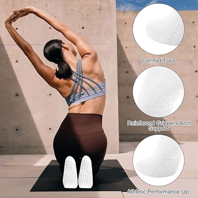 3 Pairs Non Slip Yoga Socks for Women Anti-skid Long Socks for Yoga, Barre, Ballet, Dance, Barefoot Workout Gym