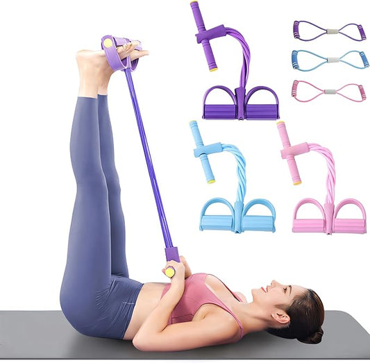 Fitness Resistance Bands-6 Tube, Resistance Bands with Foot Loops, Sit Up Training Band, Upgraded Smart Stirrup Puller,Fitness Pedal Ankle Puller, Pedal Puller Rope