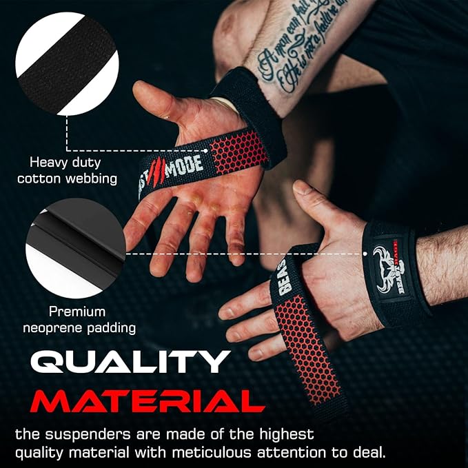BEAST RAGE Lifting Wrist Straps for Weightlifting, Weight Lifting Straps Gym Grip Power Workouts Lifting Straps Padded Cotton Men Women Wrap Lift Deadlift Straps Hard Pull Exercise