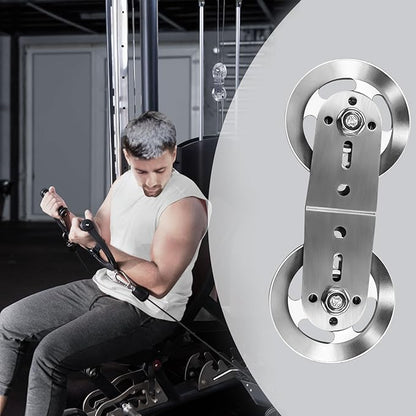 Swivel Dual Pulleys 360° Rotation Roller Double Pulley Wheel for DIY Home Gym Cable Machines Silent Bearing Swivel Groove Wheel Pull Down Attachment Weight Lifting