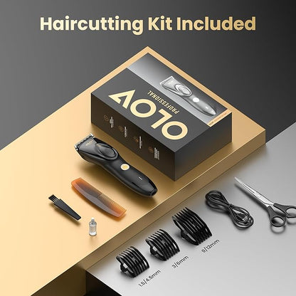 Hair Clippers for Men, Cordless Hair Clipper Kit, Adjustable 4 Length Setting, 2-Speed Settings, Replaceable Ceramic Blade Heads, Rechargeable Hair Clippers for Family (Black)