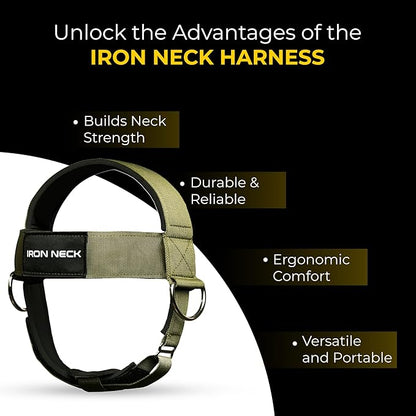 Iron Neck, Versatile Neck Exerciser, Strengthener and Trainer with Adjustable Head and Chin Strap, Portable Head Harness for Weight Lifting, Home and Gym Use