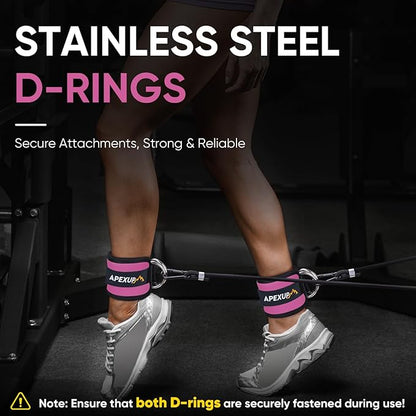 APEXUP Ankle Strap for Cable Machine, Ankle Resistance Bands, Cable Kick Back Straps for Gym, Glute Workouts, Leg Extensions, Adjustable Straps with Neoprene Padding
