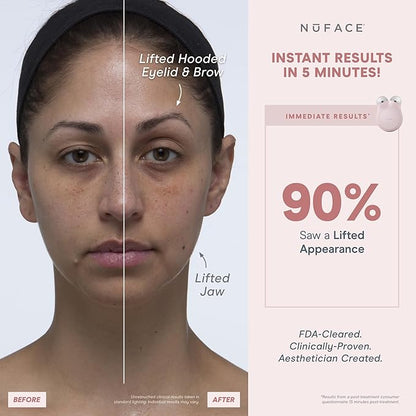 NuFACE MINI+ Microcurrent Facial Device Kit - Limited Edition FDA Cleared Face Massager Device + Microcurrent Gel Activator & Applicator Brush - Velvet Rose