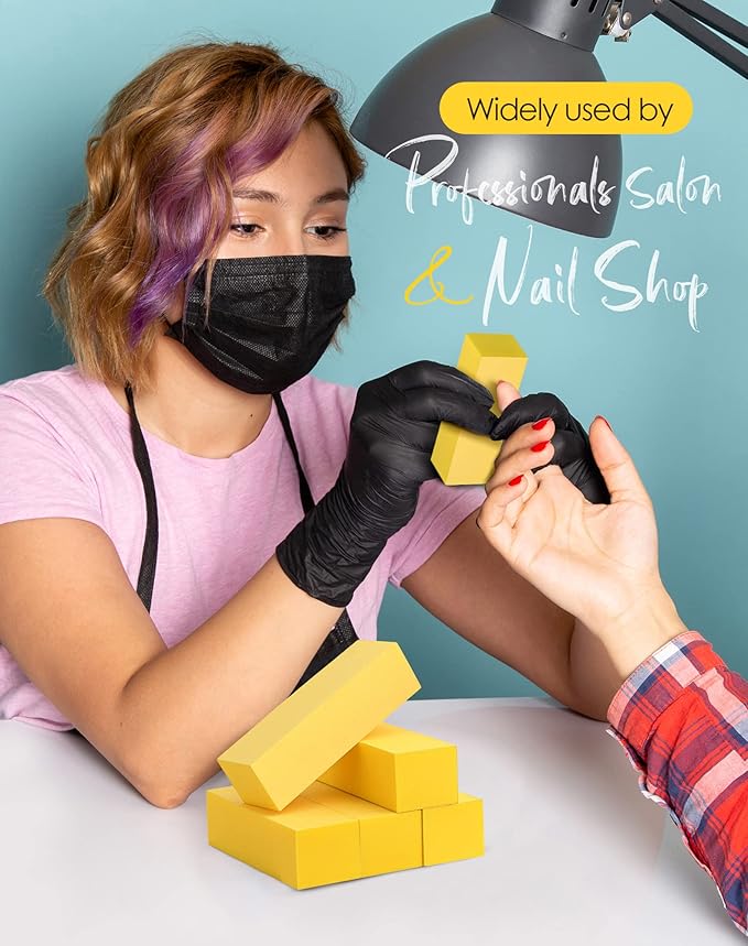 Maryton Nail Buffer Fine Grit Finishing Block, 240 Grit Professional Yellow Buffing Blocks for Natural Nails - Buff Nails Before Gel Polish, 5 Count