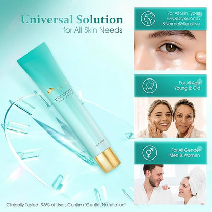 Retinol Eye Cream for Dark Circles & Puffiness - Anti-Aging Treatment with Hyaluronic Acid, Reduces Eye Bags, Wrinkles & Fine Lines | Hydrating Under Eye Care for Women & Men (1 fl oz)