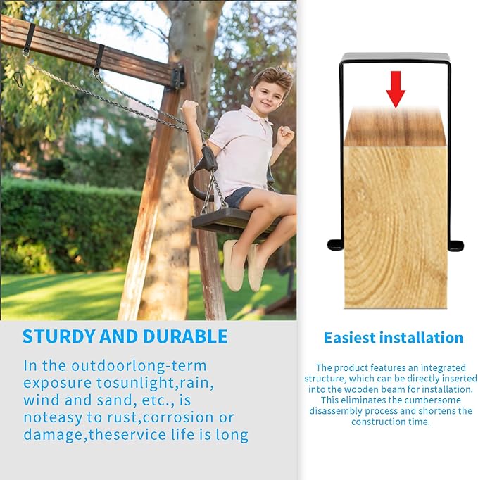 Heavy Duty Swing Hangers, Wooden 180° Swing Set Accessories Hammock Capacity Playground Hammock Chair Rope, Sandbag Porch, Hanging Heavy Punching Bags