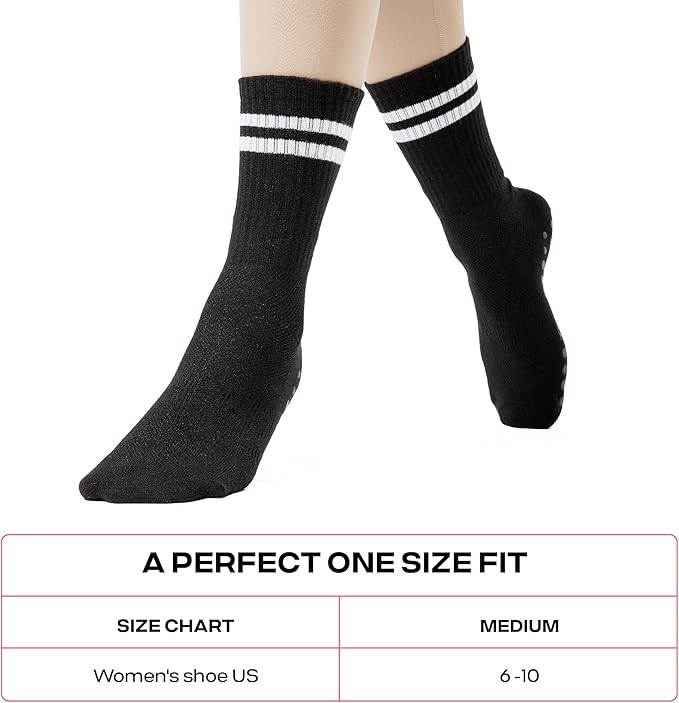 CoolMate Pilates Socks with Grips for Women, Yoga Socks, Crew Non Slip Women for Workout, Barre, Pilates Gifts
