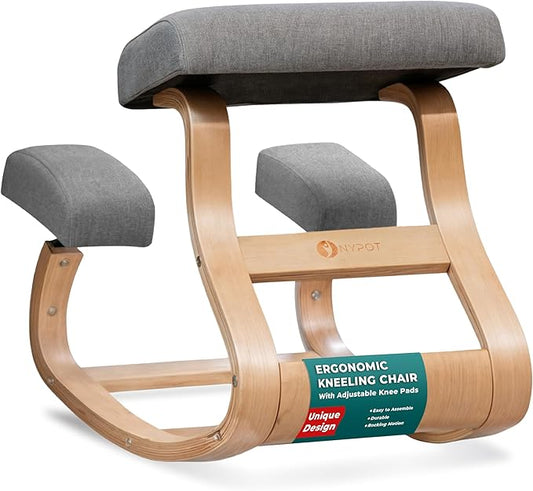 Ergonomic Kneeling Chair with 2 Knee Pads - Adjustable Height Rocking Knee Chair for Posture and Back Support for Home and Office - Angled Kneeling Stool, Moonstone Grey
