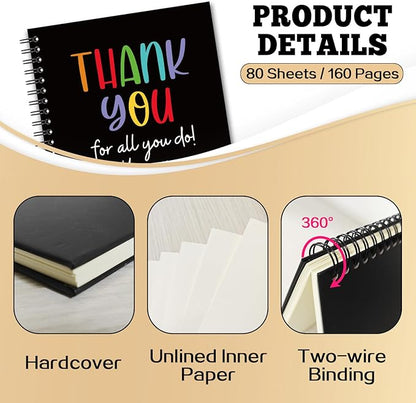 YAZMEEN Thank You Blank Spiral Notebook（160 Pages） Thank You for All You Do Hardcover Sketchbook Encouragement Notebook Journal Funny Appreciation Gift for Employee Coworker Teacher Team Member Boss