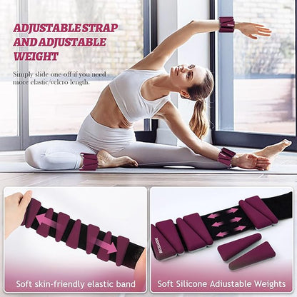 Ankle Weights Set of 2 (1 lb/2 lb/3 lb Each) Adjustable Wrist Weights for Women Men Wearable Arm Leg Weight for Pilates, Running, Walking, Workout, Yoga
