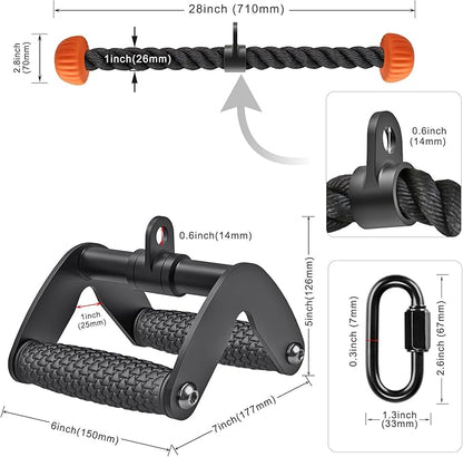 SELEWARE Tricep Rope Cable Machines Attachments for Gym, Heavy Duty Universal Tricep Pull Down Rope with Soft Rubber Ends for Home Gym Workout Biceps Back Shoulders