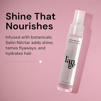 L'ANGE HAIR Satin Néctar Nourishing Gloss | Hair Serum for All Hair Types | Smoothing Serum with Antioxidants and Vitamins | Salon Hair Spray for Blowouts | Anti Frizz Hair Gloss (2 Fl Oz)