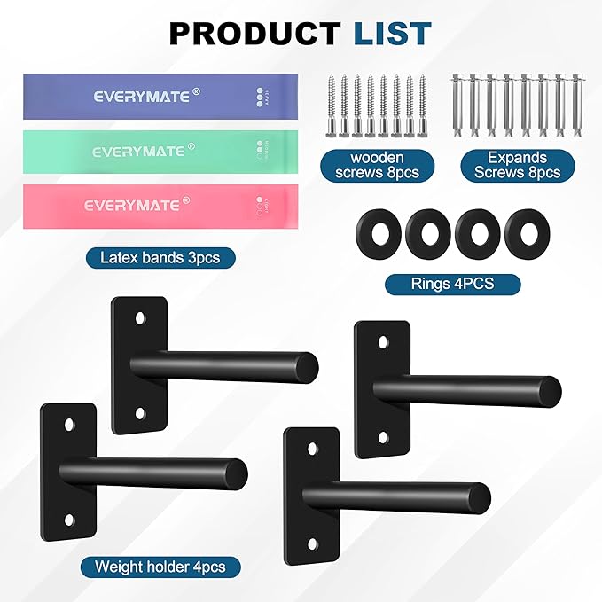 Weight Plate Holder, Wall Mounted Weight Storage Rack for Olympic Weight Plate,Home Gym Organizer（Upgrade Length and Thick Steel）