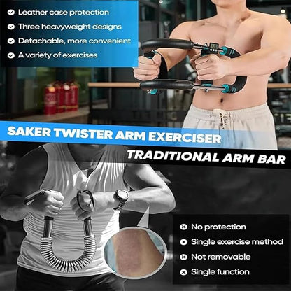 Saker Twister Arm Trainer with Built-in Timer: Ultimate Arm and Chest Workout Equipment for Men – Forearm Exerciser and Biceps Workout Device for Enhanced Strength and Muscle Building