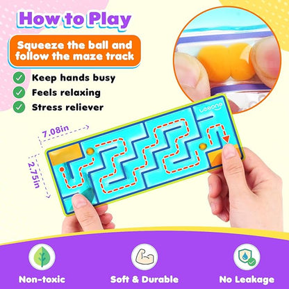 12-Pack Sensory Maze Fidget Toys for Kids & Adults: Quiet Squishy Calming Tools for Autism Children - Anxiety Fidgets for Travel & Office - Classroom Must Haves & Treasure Rewards Party Favors