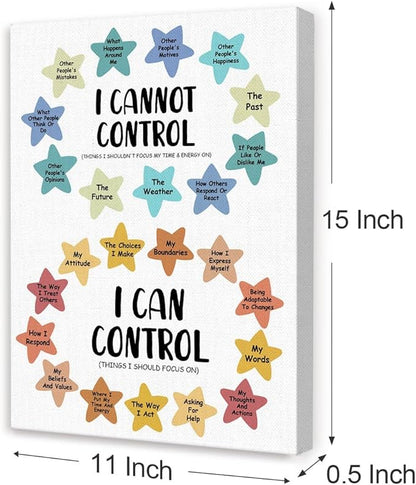 Mental Health Wall Decor,I Can Control Wall Art,Therapy Office Wall Decor,Inspirational Canvas Wall Art for Classroom Psychologist Office Home