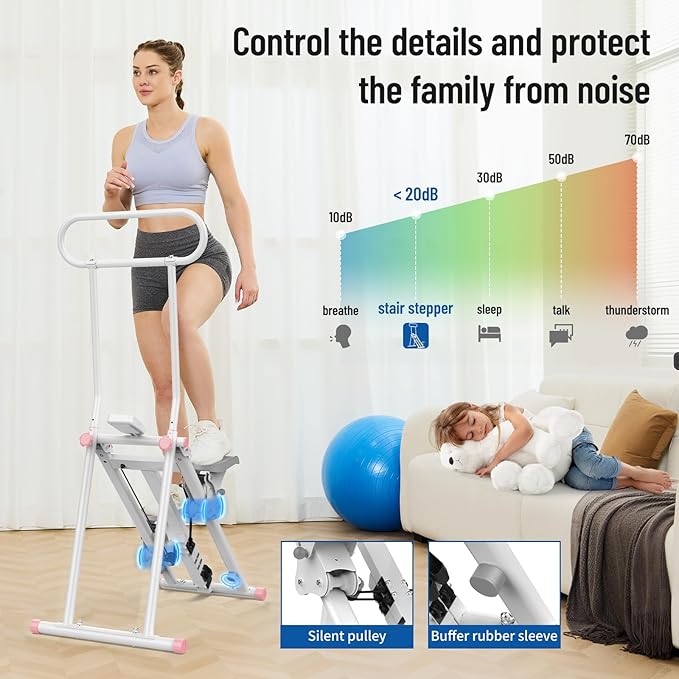 Stair Stepper for Home Gym,Folding Vertical Climber Cardio Exercise Machine,Stair Climber for Full Body Workout with Adjustable Handlebar for Women & Men