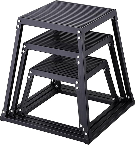 VEVOR Plyometric Jump Box, 18 Inch Plyo Box, Steel Plyometric Platform and Jumping Agility Box, Anti-Slip Fitness Exercise Step Up Box for Home Gym Training, Conditioning Strength Training