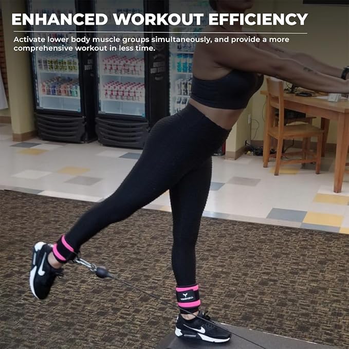 Ankle Straps for Cable Machines Women - Adjustable Gym Ankle Strap for Cable Machine, Neoprene Padded Cable Straps, Durable Leg Strap with Cable Cuff, Glute Kickback Ankle Strap with D Rings
