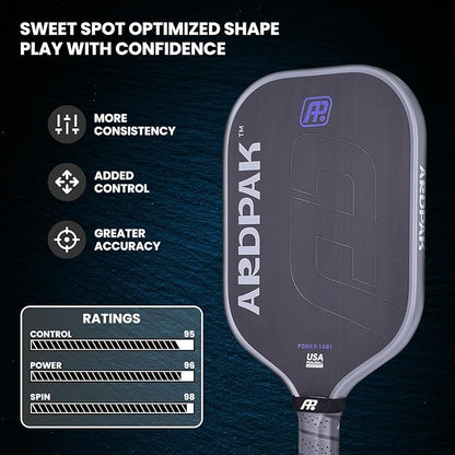 Pickleball Paddle, T700 Carbon Fiber Abrasion-Resistant Surface, 16MM Polypropylene Honeycomb core, USAPA Approved, High Grit,The Pickleball Paddle Designed for Control Spin & Consistency