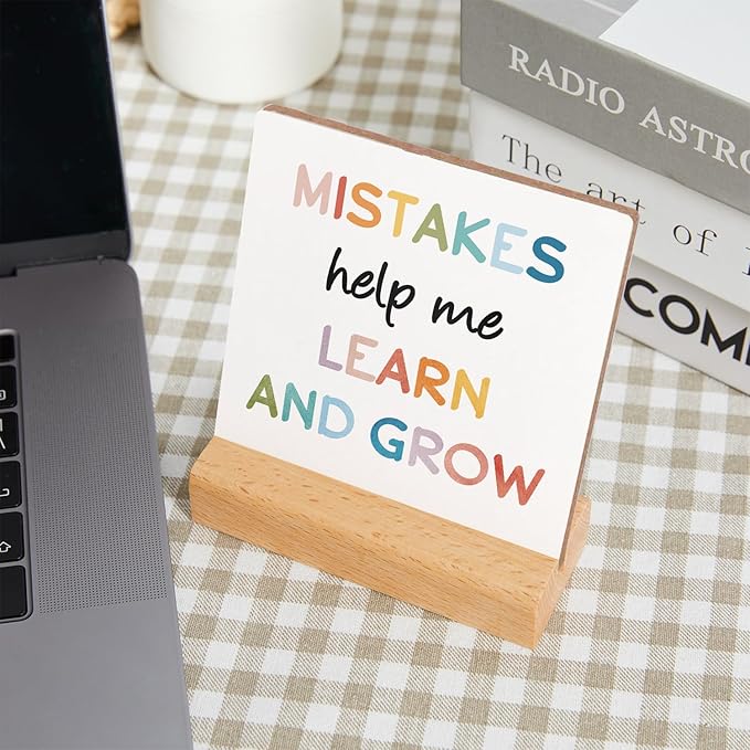Mental Health Gift, Counseling Office Must Haves, Positive Inspirational Wood Sign With Wooden Stand, Motivational Gift for Psychologist School Counselor Student Boys Girls Best Friends