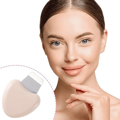 Manual Face Spatula, Metal Facial Scraper with Silicone Lid for Men & Women, Reusable Face Scrubber for Dry Oily Skin- Beige