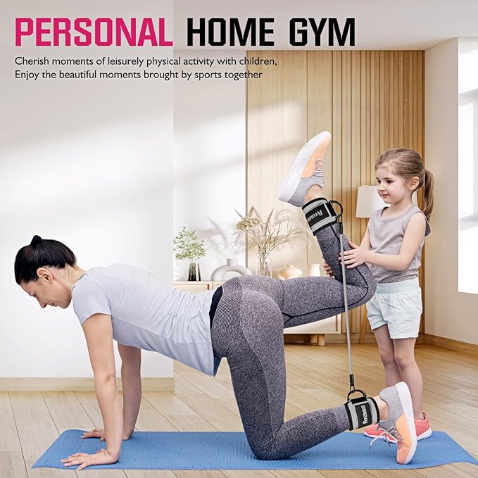 Ankle Resistance Bands with Cuffs, Home Gym Workout Equipment, Lifting Glute Butt Exercise Equipment for Women, Ankle Weights Fitness Set, Leg Booty Equipment for Training Perfect Body Shape