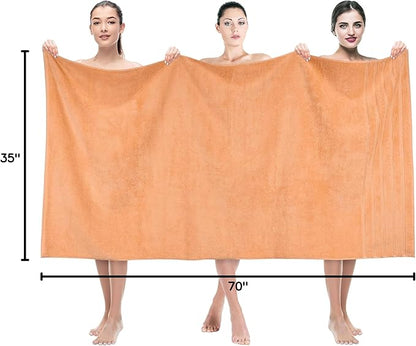 American Soft Linen 35x70 Jumbo Large Bath Towels, 600 GSM 100% Cotton Turkish Bath Sheet, Oversized Luxury Bath Towels for Bathroom Beach and Pool, Malibu Peach
