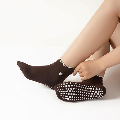 3/6 Pairs Cute Pilates Socks with Grips,Yoga Socks Barre Sock Non Slip Embroidery for Barre Ballet Barefoot Workout