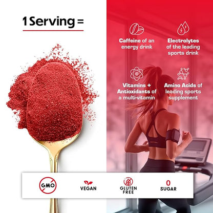 Forgge Healthy Energy Drink Powder Mix - Clean Caffeine + B12, B6, C & D Vitamins - Sugar Free Energy Drink Powder with Electrolytes, Amino Acids, Antioxidants, Lions Mane - Vegan, Keto-Friendly - 30 SVG, Fruit Punch